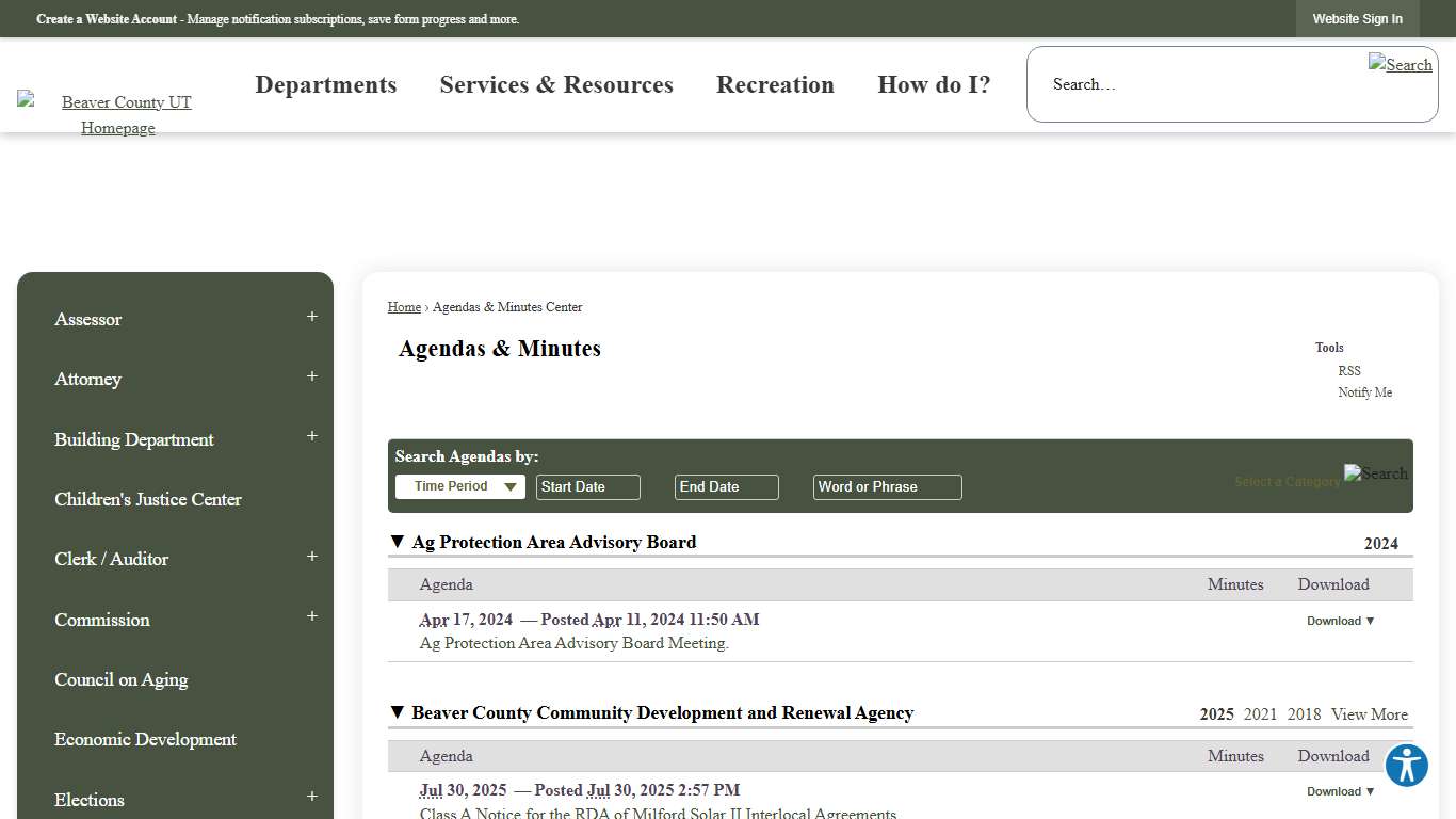 Agendas & Minutes Center • Beaver County, UT • CivicEngage